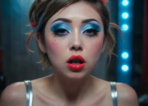 The image shows a yo girl, (Japanese:1.7), She is wearing a sleeveless grey dress with decorative nipple cutouts., (bright lighting:1.2), beautiful detailed eyes, extremely detailed face, perfect lighting, best quality, steel pipe indide pussy, solo, ((anus)), She has long, wavy brown hair and is smiling while applying red lipstick. She holds a red lipstick in one hand and a compact mirror in the other, which is partially open. Red sunglasses rest on top of her head, and she has pinky-red nail polish, matching her lipstick. The background is plain and light-colored, emphasizing her as the focal point., Jungle, w4t3rf4ll, ((makeup:1.5), long blue eyelashes with eyeliner:1.2), (big lips:1.3), (purple pussy:1.1), futuristic, glasses, ruined, makeup, <lora:Jungle_w4t3rf4ll:.8>, <lora:FuturisticGlassesXL:1.2>, <lora:ruined1:1.6>