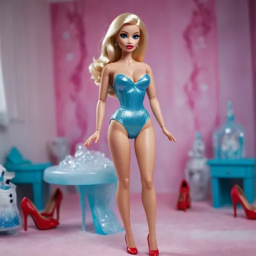beautiful, sexy, barbie doll, doll joints, plastic, full body portrait, slutty, high heels, big lips, red lipstick, giant boobs, bimbo, elsa frozen, elsa doll