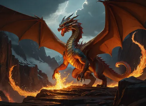 Wild Dragon, western background, rain of fire, d&d, fantasy, highly detailed, digital painting, artstation, sharp focus, fantasy art, illustration, 8k, in the style of greg rutkowski. It's an absolute world-class masterpiece artwork. It's an aesthetically pleasing artwork with impeccable attention to detail and impressive composition.