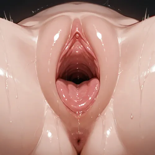 pussy mouth, A mouth-shaped vagina, A mouth shaped like a vagina, detailed tongue