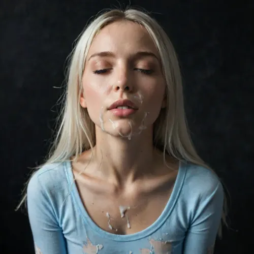 masterpiece, photorealistic, a dark room, (full body shot), black background, skinny pretty dutch shy gf with beautiful face and long white hair, eyes closed, moaning, (cum facial, cum in eyes, cum in nose, cum splattered), (wearing light blue leggings, cum on leggings), facialized, superfacialized, <lora:facialized:.8>, supermodel, face, big, lips, <lora:Beautify-Supermodel-SDXL:.8>
