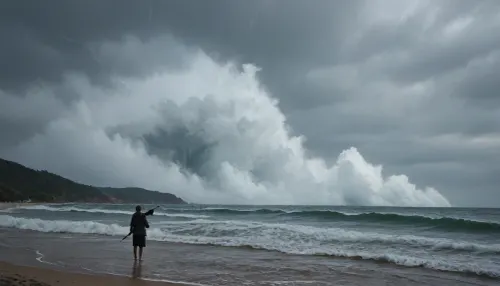 ((a 16th-century galleon in a storm)), ocean, storm, tempest, lightning, powerful waves, foaming waves, on the sea, outdoors, photography