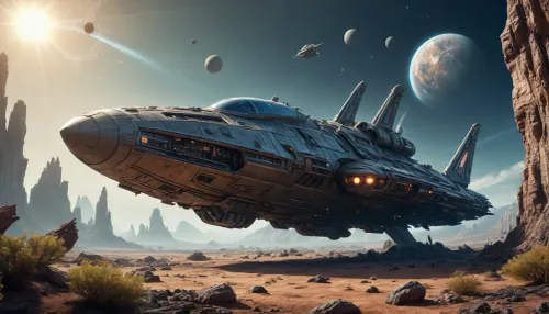 crashed spaceship, alien planet with alien vegetation, sci-fi, Hyperion, battlecruiser, schyperionbc, <lora:Hyperion_Battlecruiser_SDXL_Starcraft:2>