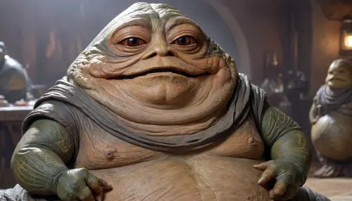 star wars, Portrait, smiling face, jabba the hut, full body, sharp focus, jabba, <lora:Jabba_The_Hutt-000007:.8>