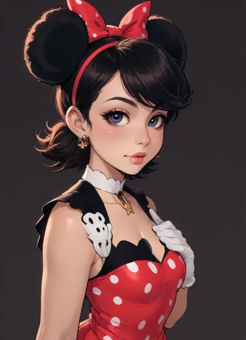 (owler meets melkor mancin style), reiq style, masterpiece, (Minnie Mouse, furry), simple background, <lora:lineartSDXL:.8>, <lora:mk_Bp Anime_xl:.8>