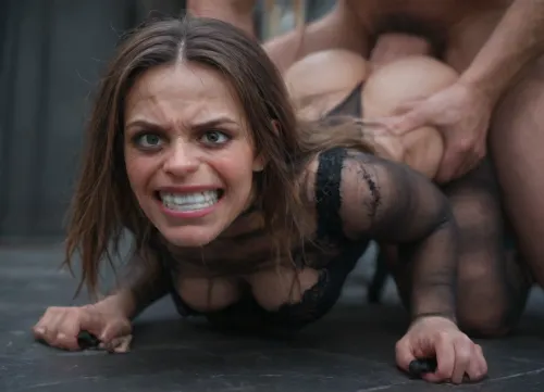 Skinny, small Breasts, Rounded Ass, Pronebone, Breasts exposed, Gaping Anus, (anal sex:1.3), dick inserted into anus, man fucking woman from behind, hyper massive thick veined cock inserted, (hyper monster cock:1.3), doggystyle anal sex, doggystyle sex position, extremely dominant male, very submissive woman, very rough sex, hard anal fucking, (woman eyes colsed hard in pain:1.8), (extreme pain expression:1.8), (woman clenching teeth in pain:1.8), big breasts out clothes, ultra realistic, photo quality, face, extremely horny eyes, highly detailed eyes, shiny brown eyes, perfect body, perfect dark tan shiny skin, (very long brown hair:1.3), bangs, long eyelashes, smokey eyeshadow, eyeliner, crying, trears, freckles, super waist, perfect model, lillie, sexy body, hyper detailed eyes, bulging cleavage, delicate features, very sexy, attractive timid, shiny oiled skin, stylized supermodel body, (((very bushy pubic hair))), (black stiletto heels:1.3), (full black lace body stocking:1.3), head to toe body stocking, (freckles:1.3), (detailed freckles:1.3)