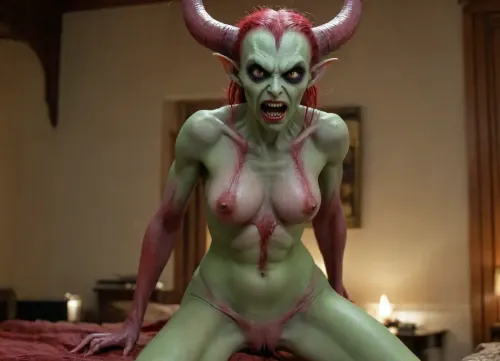 female girl seductive, bedroom sweaty nude sexy, vascular, fit, goth, (anorexic:1.3), veiny, (detailed bulging vein texture:1.3), (demon eyes), intense claws, intense green alien pussy, drooling, (anthro succubus girl:1.4), fangs, <lora:Aliens_AILF_SDXL:.5>, <lora:Xenomorph style v1:.75>