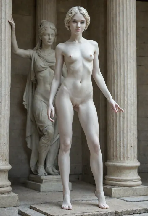 A Greek Venus statue and its living model