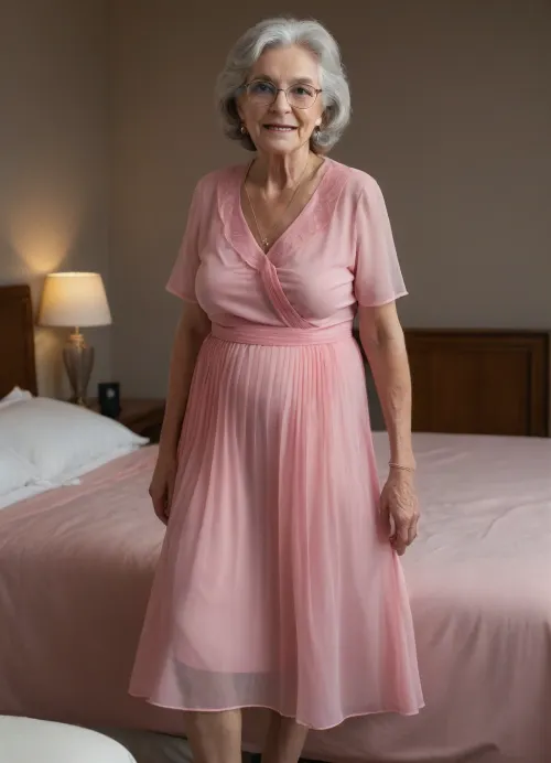 (((ultra detailed, ultra realistic, (((year 2020s:1.9))), (((secret romance, bedroom:1.9))), (extremely detailed background:1.9), (((knee-length ultra-swaying wavy pleated hypertransparent simple minimalist modern elegant confident pink hypersheer summer dress:1.9))), (((extremely detailed dress:1.9))), (((extremely aged extremely elderly 70-year-old grandma:1.9))), (((insanely saggy and wrinkle skin:1.9))), (((extremely transparent transcluent sheer ultra-simple dress:1.9))), (((gigantic over-enlarged breasts:1.9))), slim, thin, skinny, (((extremely tempting erotica:1.9))), (((dark hair:1.9))), insanely elegant basic royal floral hat, (((nursing:1.9))), (((big cleavage:1.9))), (((face close-up:1.9))))))