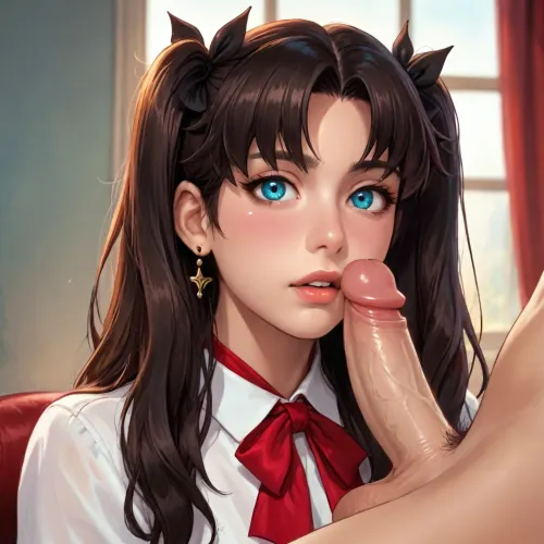 rin tohsaka from fate zero dross style reiq meets, woman, (futanari:1.5)