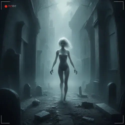 score_9, 1 ghastly female, about 33, very thin, is naked, ghost white skin, in a very foggy 1200's church graveyard, camera view is set far back, 32k image, floating in air, has no legs, ghostly form with no legs, perfect hands with long claw nails, no legs, no feet, ghostly form, floating, very skinny ghastly shape, completely naked, no hair, white ghostly afro hair, blood dripping from claws, evil demonic red eyes with a hollow empty feel, 34C cup breasts, medium size breasts, ghostly white boobs and nipples, everything about the ghost is ghastly and greyish white, raining heavy, old england graveyard, many ancient, tombstones, skeletal hands popping out of a few spots in background, scary environment, very spooky feel, cemetery, graves, pumpking, bats, <lora:Halloween Series_ Spooky Cemetery_epoch_5:.8>, 33r13, c3m3t3ry, <lora:33r13_c3m3t3ry:.8>, ghost, person, <lora:ghosts person 1a:.8>, ais-ghostly, <lora:Ghostly_Style_SDXL:.8>, <lora:Spectral_Photography-000002:.8>