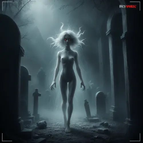 score_9, 1 ghastly female, about 33, very thin, is naked, ghost white skin, in a very foggy 1200's church graveyard, camera view is set far back, 32k image, floating in air, has no legs, ghostly form with no legs, perfect hands with long claw nails, no legs, no feet, ghostly form, floating, very skinny ghastly shape, completely naked, no hair, white ghostly afro hair, blood dripping from claws, evil demonic red eyes with a hollow empty feel, 34C cup breasts, medium size breasts, ghostly white boobs and nipples, everything about the ghost is ghastly and greyish white, raining heavy, old england graveyard, many ancient, tombstones, skeletal hands popping out of a few spots in background, scary environment, very spooky feel, cemetery, graves, pumpking, bats, <lora:Halloween Series_ Spooky Cemetery_epoch_5:.8>, 33r13, c3m3t3ry, <lora:33r13_c3m3t3ry:.8>, ghost, person, <lora:ghosts person 1a:.8>, ais-ghostly, <lora:Ghostly_Style_SDXL:.8>, <lora:Spectral_Photography-000002:.8>