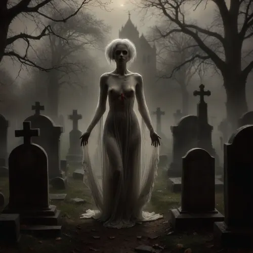 score_9, 1 ghastly female, about 33, very thin, is naked, ghost white skin, in a very foggy 1200's church graveyard, camera view is set far back, 32k image, floating in air, has no legs, ghostly form with no legs, perfect hands with long claw nails, no legs, no feet, ghostly form, floating, very skinny ghastly shape, completely naked, no hair, white ghostly afro hair, blood dripping from claws, evil demonic red eyes with a hollow empty feel, 34C cup breasts, medium size breasts, ghostly white boobs and nipples, everything about the ghost is ghastly and greyish white, raining heavy, old england graveyard, many ancient, tombstones, skeletal hands popping out of a few spots in background, scary environment, very spooky feel, cemetery, graves, pumpking, bats, <lora:Halloween Series_ Spooky Cemetery_epoch_5:.8>, 33r13, c3m3t3ry, <lora:33r13_c3m3t3ry:.8>, ghost, person, <lora:ghosts person 1a:.8>, ais-ghostly, <lora:Ghostly_Style_SDXL:.8>, <lora:Spectral_Photography-000002:.8>
