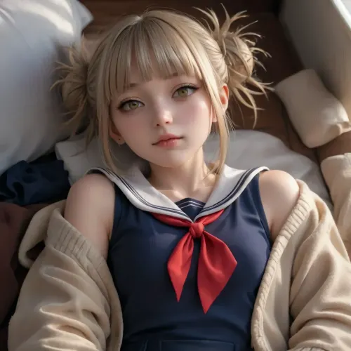Himiko toga from my hero academia, 18 years old, clothed, laying back