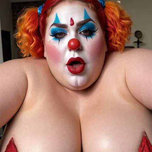 Big ass Bbw Pawg clown anal gape oiled body deepthroat pov sloppy gag