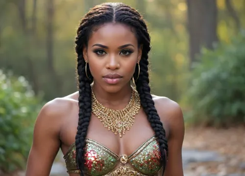 A fiercely proud african barbarian girl stands, standing in water, her presence exuding unwavering strength. hold a battle axe on her hand. Her black braids cascade down her back, framing a face marked by determination and resilience. This stunning portrait captures her piercing red eyes, reflecting the landscapes of her desertic homeland. The intricate details of her embroidered barbarian full armor of her warrior spirit. emerald green eyes, This high-quality picture seamlessly combines power and grace, drawing the viewer into the captivating story of a fierce african barbarian warrior princess. body manipulations, divine proportion, non-douche smile, gaze into the camera, holographic shimmer, whimsical lighting, enchanted ambiance, soft textures, imaginative artwork, ethereal glow, silent Luminescence, whispering Silent, iridescent Encounter, vibrant background, full body, (((rule of thirds))), high quality, high detail, high resolution, (bokeh:2), backlight, (long exposure:2)