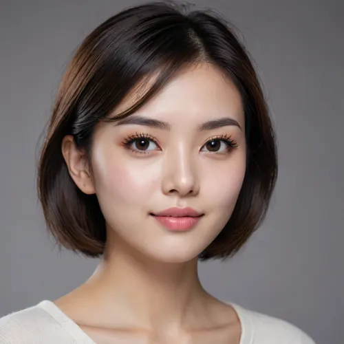 (Positive Prompt:1), (best quality, ultra detailed, photorealistic:1.3), adult young East Asian woman, soft oval face, smooth natural jawline, softly rounded chin, relatively large almond-round dark brown eyes, gentle relaxed eye shape, natural eyelids, calm direct gaze, quiet attentive eye expression, slim straight natural nose bridge, small softly rounded nose tip, natural medium-full lips, slightly fuller lower lip, subtle closed-mouth smile, relaxed mouth corners, center-parted long dark brown hair, naturally voluminous, soft broad waves, face-framing strands, warm fair natural skin tone, realistic skin texture, calm gentle presence, quiet friendly temperament, restrained natural expression, front-facing, direct eye contact, no head tilt, neutral grey studio background, soft even diffused studio lighting, natural catchlight in eyes, minimal natural makeup, professional realistic studio headshot, natural facial proportions, realistic photography

Negative Prompt, AI beautification, glamour face, doll face, different identity, redesigned facial features, sharp V-shaped jaw, pointed chin, hollow cheeks, strongly upturned eyes, exaggerated double eyelids, oversized eyes, anime eyes, overly high or sharp nose bridge, pinched nose, exaggerated lips, lip filler, broad smile, exposed teeth, heavy makeup, thick eyeliner, false eyelashes, different hairstyle, short hair, plastic skin, porcelain skin, excessive skin smoothing, oily skin, excessive shine, aged face, asymmetric face, distorted facial features, harsh shadows, overexposed, blurry, cartoon, anime, illustration, low quality