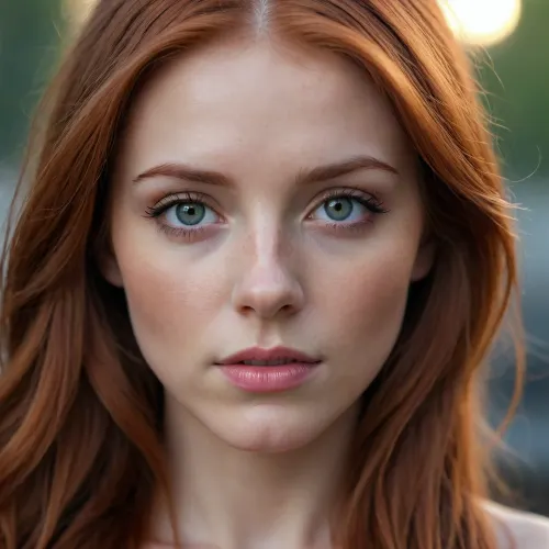 girl face, nude, long red hair