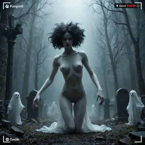 score_9, 1 ghastly female, about 33, very thin, is naked, ghost white skin, in a very foggy 1200's church graveyard, camera view is set far back, 32k image, floating in air, has no legs, ghostly form with no legs, perfect hands with long claw nails, no legs, no feet, ghostly form, floating, very skinny ghastly shape, completely naked, no hair, white ghostly afro hair, blood dripping from claws, evil demonic red eyes with a hollow empty feel, 34C cup breasts, medium size breasts, ghostly white boobs and nipples, everything about the ghost is ghastly and greyish white, raining heavy, old england graveyard, many ancient, tombstones, skeletal hands popping out of a few spots in background, scary environment, very spooky feel, ghost, person, <lora:ghosts person 1a:.8>, SW1RLYGH0ST, made, of, ghosts, <lora:SW1RLYGH0ST_sdxl:.8>, DonMD3m0nXL, <lora:DonMD3m0nXL-000010:.8>, <lora:Blight_Nox__Horror__Style:.8>