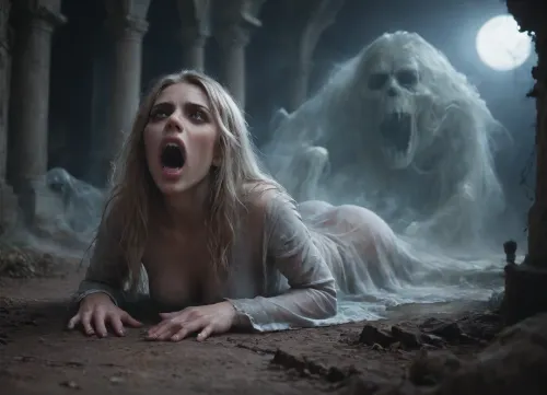 massive werewolf standing, werewolf having sex with human female, 30 years old, A striking young blonde woman with pale blue gray eyes, finely defined irises, dilated pupils, delicate eyelashes, arched brows, high cheekbones, a refined straight nose, softly parted natural lips and a sharply sculpted jawline, her realistic skin reveals individual pores, fine vellus hair, subtle blemishes, faint redness, perspiration, moisture highlights, tiny scratches, dust and uneven smears of grime across her face, shoulders and arms, her complexion remains naturally luminous beneath the dirt, long blonde hair hangs in tangled, damp, filthy strands around her face, individual hairs sticking to sweaty skin, her expression combines raw terror, exhaustion and vulnerability with striking natural beauty, extreme photorealistic facial anatomy, microscopic skin detail, crisp eye reflections and uncompromising texture fidelity, on all fours with legs slightly spread, hands on the floor, massive veining, ribbed cock penetrating pussy, vaginal sex, passionate sex, all the way, moaning, big pussy juices, long sleeve tight bodystocking, athletic body, high definition, blue eyes, blond hair, long hair, extremely beautiful face, very detailed, werewolf opens its mouth and shows its sharp teeth. The scene is in the surroundings of an ancient castle, (terrifying ghosts and other creatures of the night:1.7), are hiding in all possible corners of the great hall, watching the unlikely couple having sex. The atmosphere is frightening and arousing at the same time. high detailed, modern-werewolf, 1girl, 1boy, prone, bone, sex, from, behind, lora, (ProneBone-000010:.5), Black, and, white, art, black, pencil, shading, charcoal, drawing, toned, brutal, dark, b/w, color, scheme, <lora:Modern_Werewolf:.4>, <lora:Black and white art.V1:1.7>