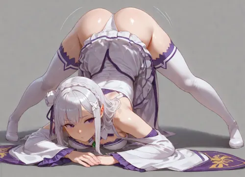 Emilia from re-zero, solo, jack_o_pose, (simple background)