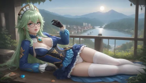 Gorgeous 35-Year-Old Girl, masterpiece, 8K, realistic, sexy eyes, perfect eyes, highest quality, high detail, detailed body proportions, five fingers, 5 fingers, visible vagina, shiny hair, nipple, (girl with aа-cup breasts), slender, athletic, street, city, forest, tropical, summer, sun, beach, mountain, grass, field, ruins, rain, snow, winter, clothed, cliche, checkered, fluffy dress, thigh-high stockings, lace, panties, detailed clothing, beautiful, cute, girl, standing, sitting, lying down, moving, dancing, talking, communicating with viewer, sucrose, genshin inpact, light green hair, disheveled, multi-colored, semi-rimmed, jewel, thigh-high stockings hips, headdress, zzSucrose, ahoge, brown, eyes, glasses, gradient, hair, between, messy, multicolored, semi-rimless, eyewear, short, animal, ears, frills, fur, collar, gem, gloves, thighhighs, long, sleeves, white, headwear, zettai, ryouiki, skirt, blue