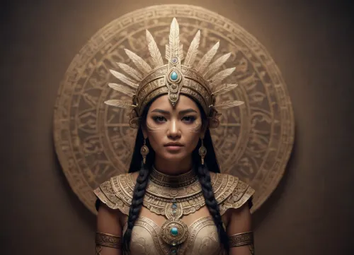 minimalistic, Fantasy Art, Coyolxauhqui, lumen, paper background. /©KlTTY-ART/