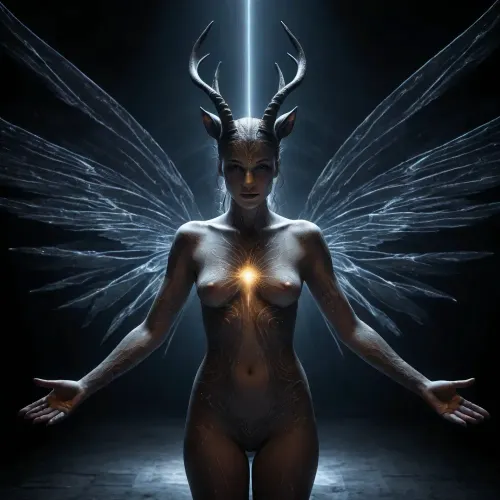 inkwork, dark fantasy, illustration, Minke, laserlight-painting. /©KlTTY-ART/