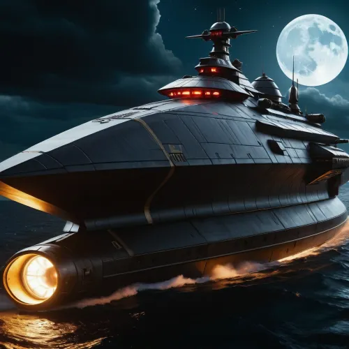 Arcadia-Type Flanking Heavy SpiceCruiser, (based on arcadia from "Space Pirate Captain Harlock), important that this is a spaceship rocket type., (Mobile Engagement Ship), Malmerian Visual Treatment

Hull, Obsidian black with sweeping purple plates accentuating the prow

Striping, Bone-white markings along the hull length, sharp and predatory

Hazard Markings, Focused around forward weapon systems and maneuvering thrusters. Accents, Silver-chrome along leading edges and weapon housings

Symbol, Black anvil with red eyes embedded into the forward hull structure

Text, “MALMERA” stamped along the ventral spine. Shape, It's a long thin ship, not wide it's front is heavily reinforced batteringram shaped like a symetrical black anvil with two angular red eyes and a skull and a pistol mixed it's the second thickest part of the ship. but not pointy. It has 12 heavy space naval particle cannons., cinematic shot, dynamic lighting, 75mm, Technicolor, Panavision, cinemascope, sharp focus, fine details, 8k, HDR, realism, realistic, key visual, film still, cinematic color grading, depth of field.

Overall, it's an absolute world-class cinematic masterpiece. It's an aesthetically pleasing cinematic shot with impeccable attention to detail and impressive composition.