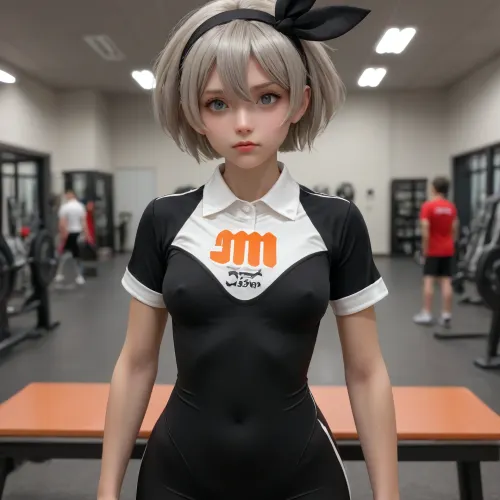 Masterpiece, violated at gym, huge breats, massive breats, xtreme breats, without underwear, one breats, nipple, 1girl, bea_\, (pokemon\), dark-skinned_female, black_hairband, short_sleeves, black_bodysuit, bodysuit_under_clothes, bow_hairband, covered_navel, collared_shirt, <lora:bea_(pokemon):1.7>