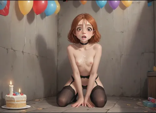 (Jack Cayless art style), redhead 20 yo girl, brown eyes, ecstatic terror with flushed cheeks, a satin garter belt with stockings, bare shoulders, unhealthy blush on face, man receiving deep throat blowjob from her, cock fully in her mouth, cum overflowing, drool everywhere, cum dripping onto breasts, extremely webbed saliva threads, tears mixing with sweat, flat chest, head tilted back against wall, dark alleyway, night, (cartoon), tooned, cartoon, low color palette, painted, illustration, made in illustrator, no gradients, Incase style, concept, retro, futuristic, flat colors, masterpiece, choker on the neck., realistic lighting, ultra high resolution, clear focus, depth of field, 32k, 30 mm lens, 1/250 s, f/2.8, ISO 300, UHD 8K, high resolution face, score_9, score_8_up, score_7_up, score_6_up, (j_cartoon:1.5), Drawing, full body view, happy, birthday, solo, cake, candle, balloon, gift, <lora:ratatatat74-000050:.9>, <lora:cartoon_stickers_xl_v1:1.4>, <lora:ahxl_v1:.8>, <lora:checkpoint-e18_s594:1.7>, <lora:futanari_XL:1.6>