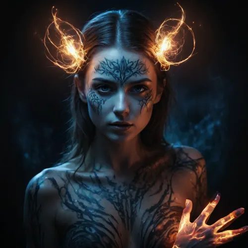 inkwork, dark fantasy, illustration, Minke, laserlight-painting. /©KlTTY-ART/