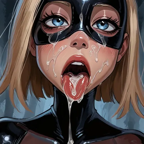 reiq style and Jack cayless art style, woman, (latex mask cover all face only eyes and mouth visible), mouth wide open, tongue out, (mouth filled with cum, cum on latex, lots of cum), cum dripping from tongue, blue eyes, (eyes crossed, ahegao), close-up view, ratatatat74, <lora:LCMTurboMix_Euler_A_fix:1.4>, <lora:EnvyBeautyXL02:1>, <lora:mk_Bp Anime_xl:1>, <lora:EnvyAnimeDigitalPaintingXL01:1>, <lora:ratatatat74-000050:1.9>