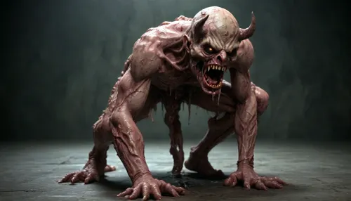 (((putrid demon))), (((defecating))), (((head bowed))), (((without eyes))), (((without eyeballs))), (((Deformity))), (((ab0m))), ab0m, <lora:ab0m:2>