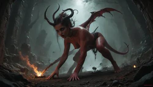 (((putrid demon))), concept, art, realistic, dark, theme, low, light, <lora:Concept Art DarkSide Style LoRA_SeaArt Furry XL 1.0:2>