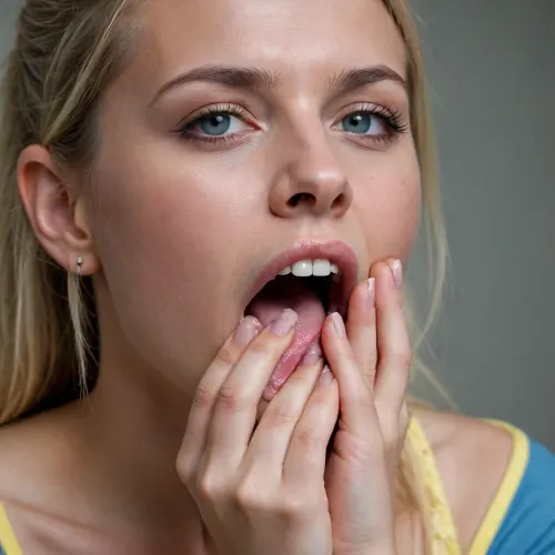 Sexy swedish girl licking hands saliva
