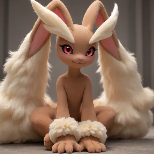 Pokemon lopunny. Corpo furry. Mostrando os peitos. Peitos grandes. Corpo animalesco. Nua. Corpo de pokemon. Completamente furry.