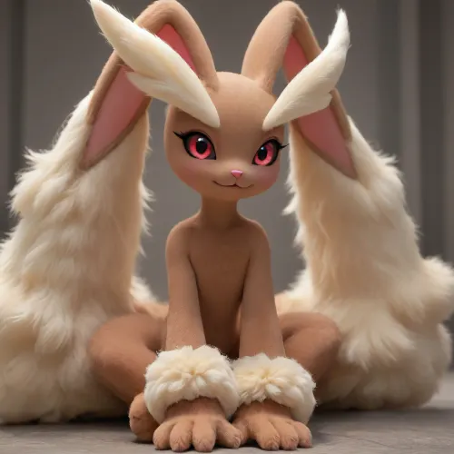 Pokemon lopunny. Corpo furry. Mostrando os peitos. Peitos grandes. Corpo animalesco. Nua. Corpo de pokemon. Completamente furry.