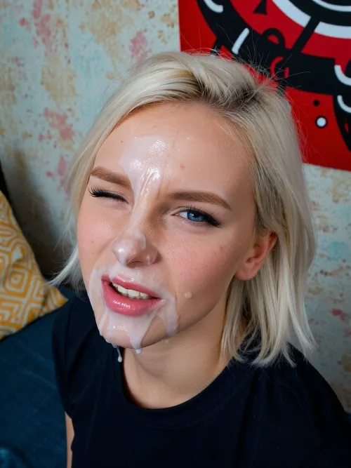 Visceral moment: platinum blonde in white liquid surrender