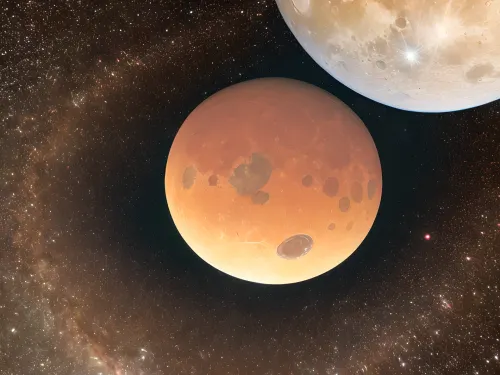 In the vast crater, there was no one around. The sky was bright with several moons and the picture showed that there were no girls or animals around. There were huge mountains in the background, but they didn't have any people or animals around