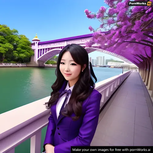 La femme sur la photo était superbe, avec de longs cheveux violets et un fond blanc derrière elle. Son corps était parfait, avec des courbes dans tous les bons endroits. Alors qu'elle souriait séduisantment à la caméra, ses yeux semblaient briller avec un