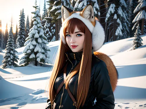 Fox ears, fox tail, girl, russia