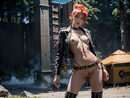 woman, group of women, nude, naked, (anorexic:1.4), (extremely skinny:1.4), (rock festival:1.4), (showing tits:1.4), (showing pussy:1.4), (hairy pussy:1.4), (punk:1.4), (mohawk:1.4), (flat chest:1.4), (tits:1.4), make up, red hair, yellow hair, pink hair, blue hair, (chains:1.4), (tatoos:1.4), (leather belt:1.4), (leather boots:1.3), (leather jacket:1.3), <lora:ahx_v1:.5>