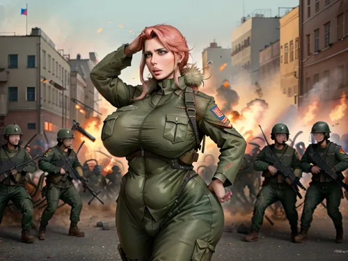 在令人震惊的场景中,一名身着军装的妇女带领一群10名妇女冲上克里姆林宫,杀死5名公民。 这个令人不安的照片来自俄罗斯