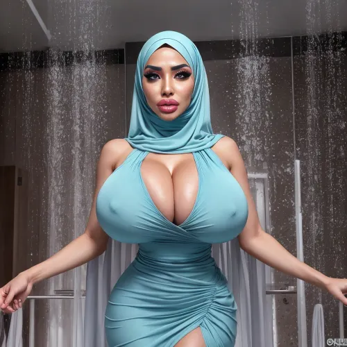 A stunning Turkish girl with big tits and a thick ass, covered in sperm, is the subject of an 8k resolution AI generated picture that shows her getting fucked by another woman