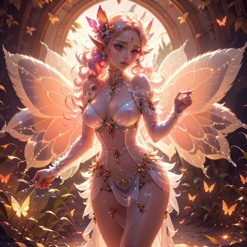 Uma fada ficou sozinha na floresta, seu branco suave ver-através bustier revelando sua visão total do corpo. Ela tinha cabelos longos que em cascata suas costas e cores ardentes em seus olhos. Seus mamilos eram suaves e transparentes, como se