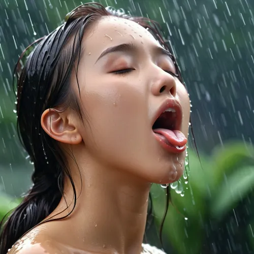 Das junge erwachsene Mädchen mit nassem Haar und geschlossenen Augen war eine perfekte 18-jährige asiatische Schönheit. Sie hatte einen perfekten Körper, mit langen, getönten Beinen und perky Brüste. Ihr Profilbild zeigte sie im Regen, ihr Gesicht nass