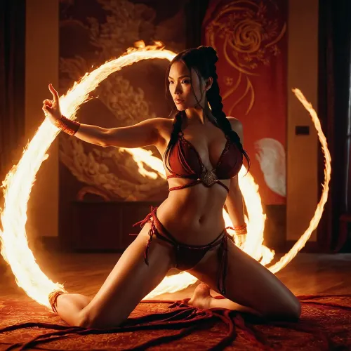 woman, Azula, avatar, Fire bending, Lightening bending, Lightening, fire, full body, shibari, lingerie, dildo, masturbates, masturbating, pussy bush, hairy pussy