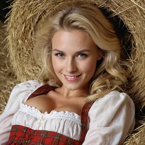 Heidi, une blonde de 23 ans aux cheveux côtelés, était allongée dans une pile de foin dans le style d'un film porno Tiroler des années 80. Elle avait les yeux fermés et respirait beaucoup pendant qu'elle l'attaquait