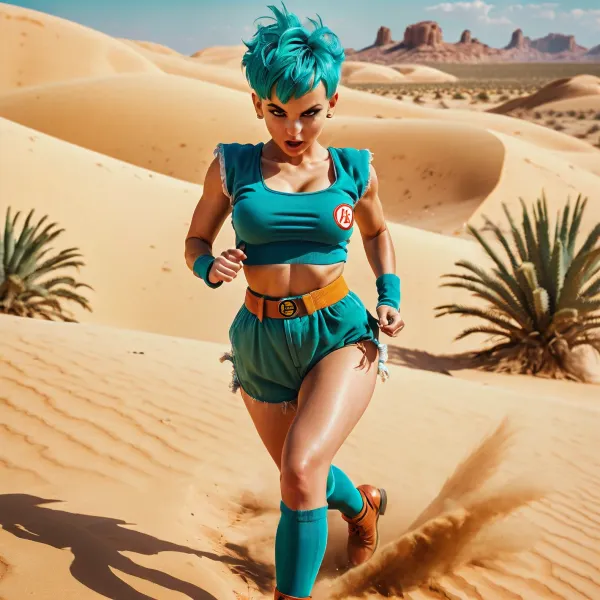 Bulma, la principessa Saiyan, correva su un deserto con i suoi capezzoli che saltavano nel vento. Aveva appena finito una sessione di allenamento rigorosa e si sentiva invigorata. Mentre correva, non poteva fare a meno di notare come lei